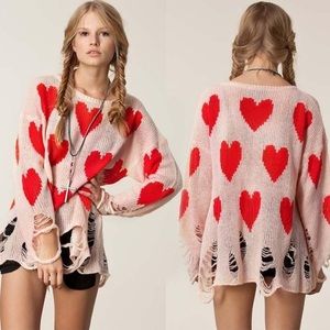 WILDFOX Hearts Knit Sweater